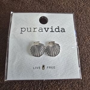 Pura Vida Silver Seashell Studs